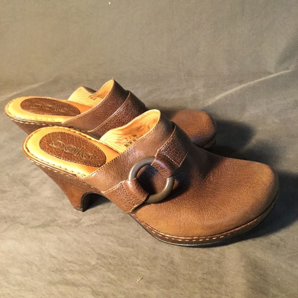 Bolo by Born brown leather ring heels sz 7 clogs - Picture 3 of 5